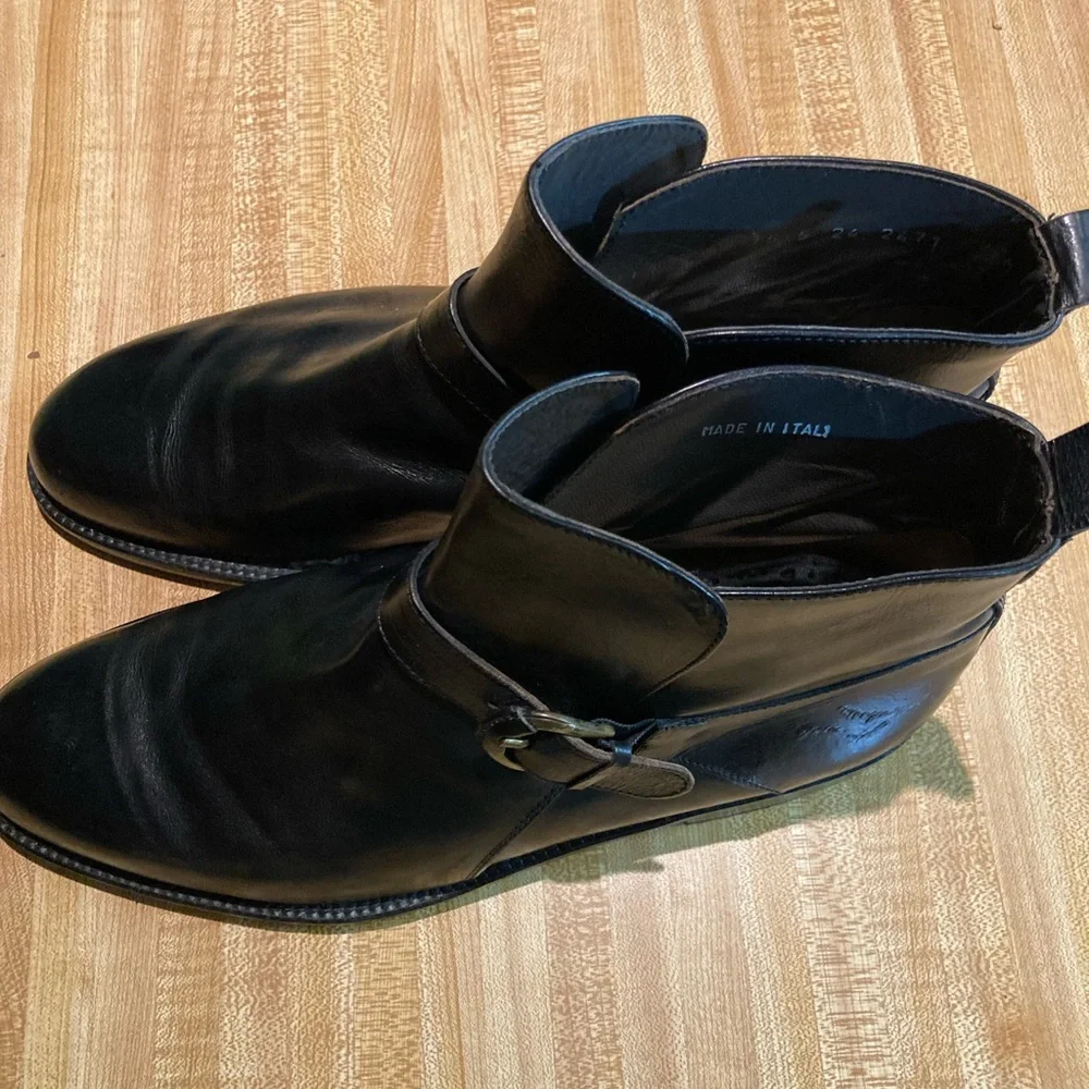 EUC Men’s  Domani Made In Italy Black Leather  Ankle Boots Size 9M - Picture 3 of 9